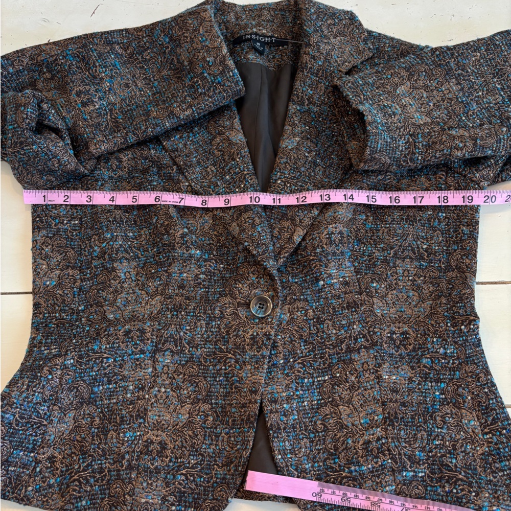 Insight New York Jacquard Blazer Jacket Women’s 10 Floral Textured Metallic - Picture 9 of 11